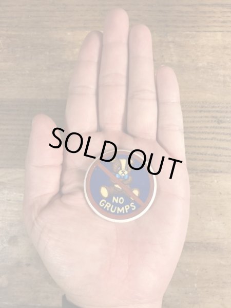 80年代頃のNo Grumpsのメッセージが書かれたヴィンテージの缶バッチ