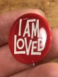 60’sのI Am Lovedのメッセージが書かれたヴィンテージの缶バッチ