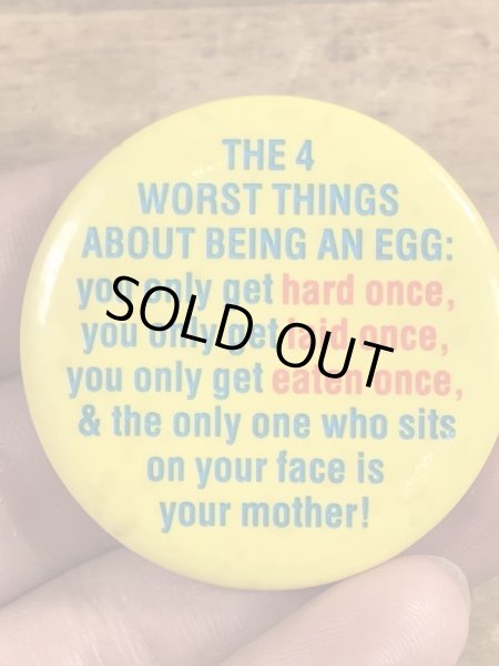 80年代頃のThe 4 Worst Things...のメッセージが書かれたヴィンテージの缶バッチ