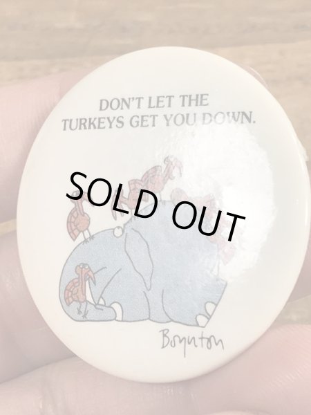 80'sのサンドラボイントンのイラストが描かれたヴィンテージの缶バッチ