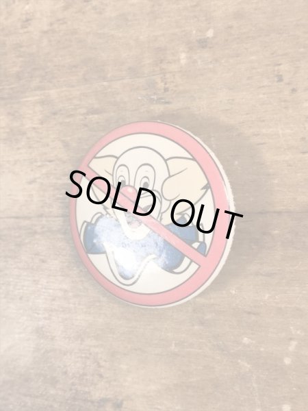 80’sのボゾクラウン禁止が描かれたヴィンテージの缶バッチ