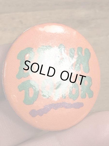 80年代頃のBrain Donorのメッセージが書かれたヴィンテージの缶バッチ