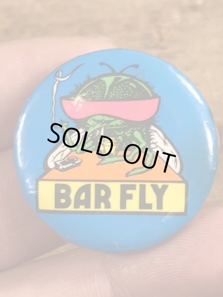 80年代頃のBar Flyのメッセージが書かれたビンテージの缶バッジ