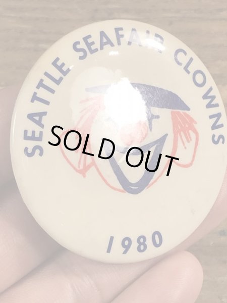 80年代のシーフェアクラウンのビンテージの缶バッジ