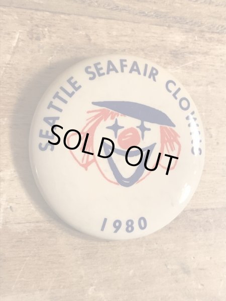 80年代のシーフェアクラウンのビンテージの缶バッジ