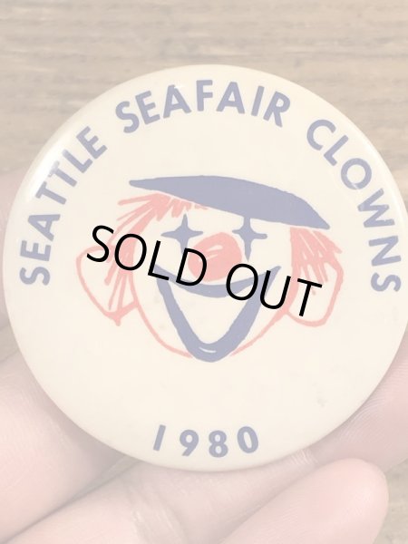 80年代のシーフェアクラウンのビンテージの缶バッジ