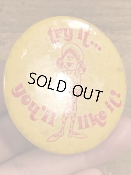 70年代頃のメッセージが書かれたビンテージの缶バッジ