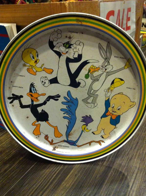 Warner Looney Tunes Tray ビンテージ ルーニーテューンズ ワーナー カートゥーン バッグスバニー ロードランナー トゥイーティー トレイ お盆 アメリカ雑貨 ヴィンテージ 70年代 Animation Character アニメーション系キャラクター Warner Cartoon ワーナー