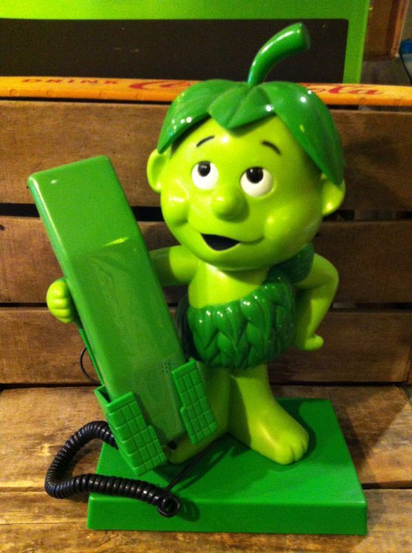 Little Green Sprout Telephone ビンテージ グリーンジャイアント リトルスプラウト 電話 フィギュア アドバタイジング 企業 キャラクター 企業物 アメリカ雑貨 トイ ヴィンテージ 80年代 Advertising Character 企業系キャラクター Food 食品 系 Stimpy Vintage