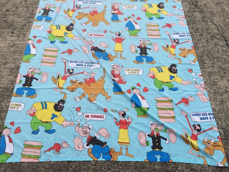 POPEYE THE SAILOR MAN TWIN SHEET ビンテージ ポパイ オリーブ 