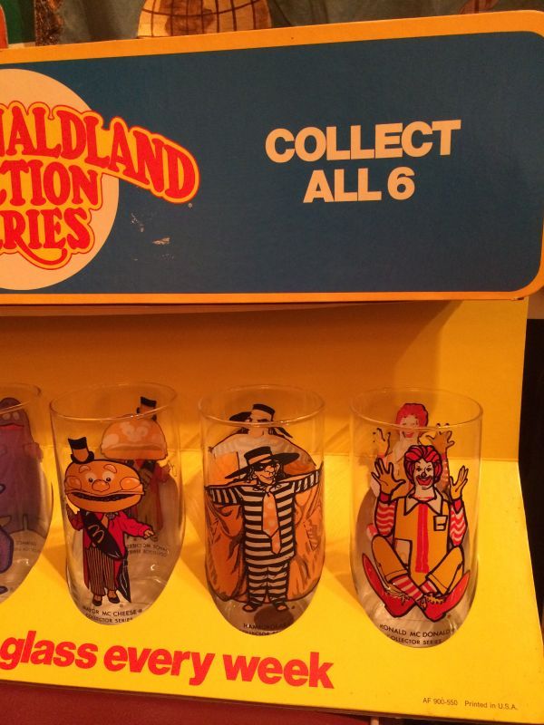 McDonald's Land Glass 6 Set Display ビンテージ マクドナルド グラス 