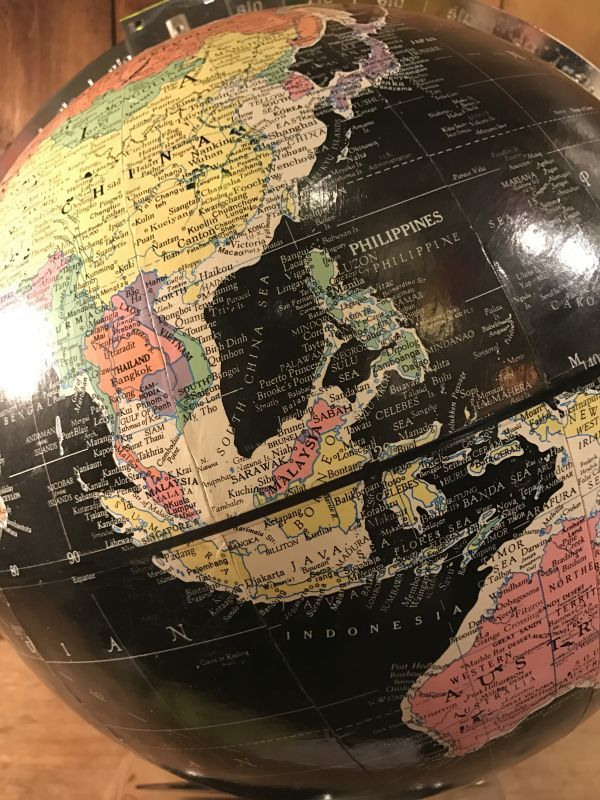 VIntage REPLOGLE Globe Black Ocean ビンテージ 地球儀 ブラック