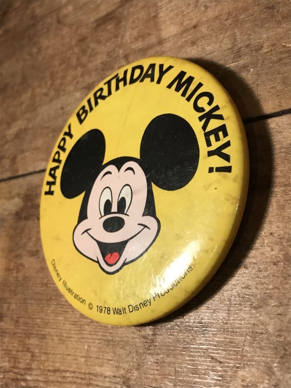 Disney Vintage Mickey Mouse Can Badge ビンテージ ディズニー ミッキーマウス 缶バッジ 70年代 80年代 ヴィンテージ Stimpy Vintage Collectible Toys スティンピー ビンテージ コレクタブル トイズ