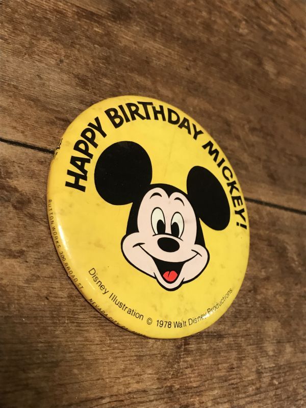 Disney Vintage Mickey Mouse Can Badge ビンテージ ディズニー ミッキーマウス 缶バッジ 70年代 80年代 ヴィンテージ Stimpy Vintage Collectible Toys スティンピー ビンテージ コレクタブル トイズ