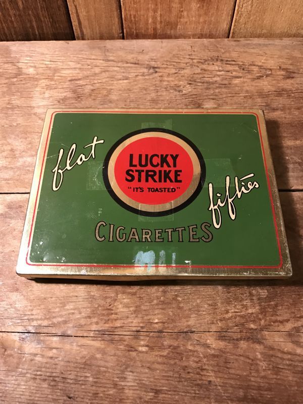 Vintage Lucky Strike Tobacco Can ビンテージ ラッキーストライク タバコ ケース Tin製 50年代頃 ヴィンテージ Stimpy Vintage Collectible Toys スティンピー ビンテージ コレクタブル トイズ