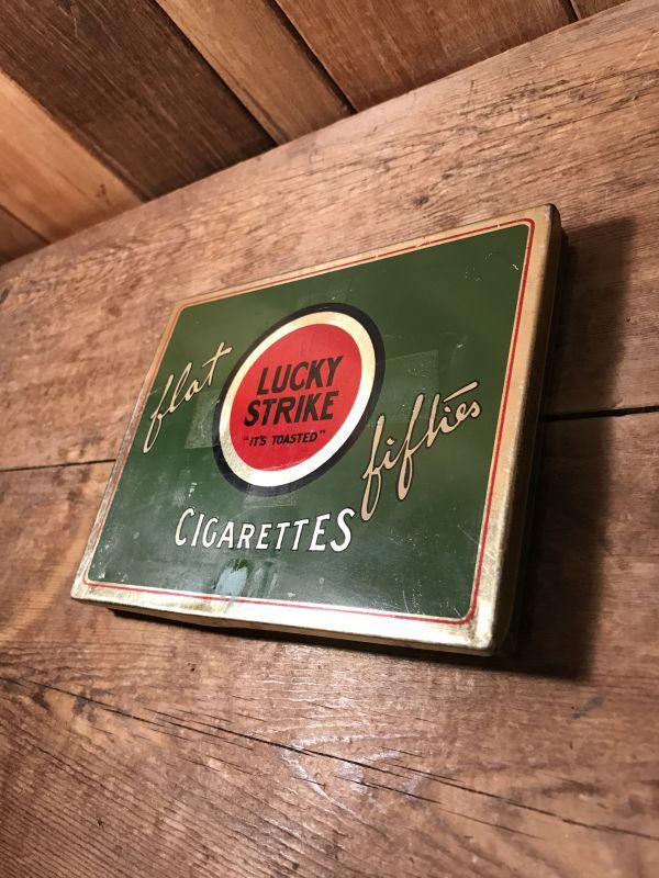 Vintage Lucky Strike Tobacco Can ビンテージ ラッキーストライク タバコ ケース Tin製 50年代頃 ヴィンテージ Stimpy Vintage Collectible Toys スティンピー ビンテージ コレクタブル トイズ