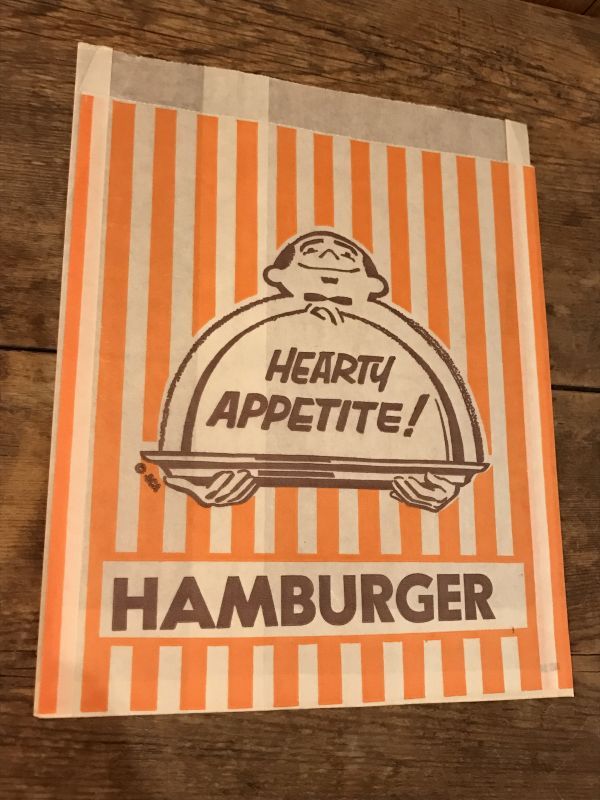 Hearty Appetite Hamburger Paper Bag ビンテージ ハンバーガー 紙袋 アドバタイジング 企業物 50年代 ヴィンテージ Vintage Stimpy Vintage Collectible Toys スティンピー ビンテージ コレクタブル トイズ