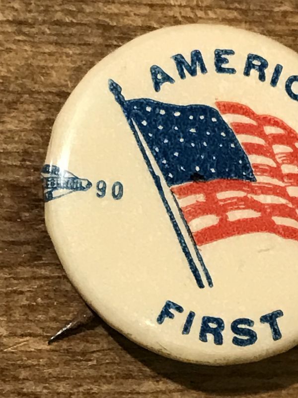 America First Can Badge 缶バッジ ビンテージ アメリカンフラッグ 40