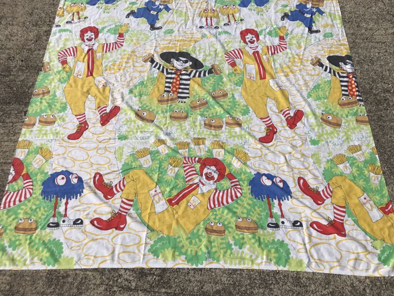 ビンテージシーツ 生地 ハギレ マクドナルド線路柄 ハンドメイド