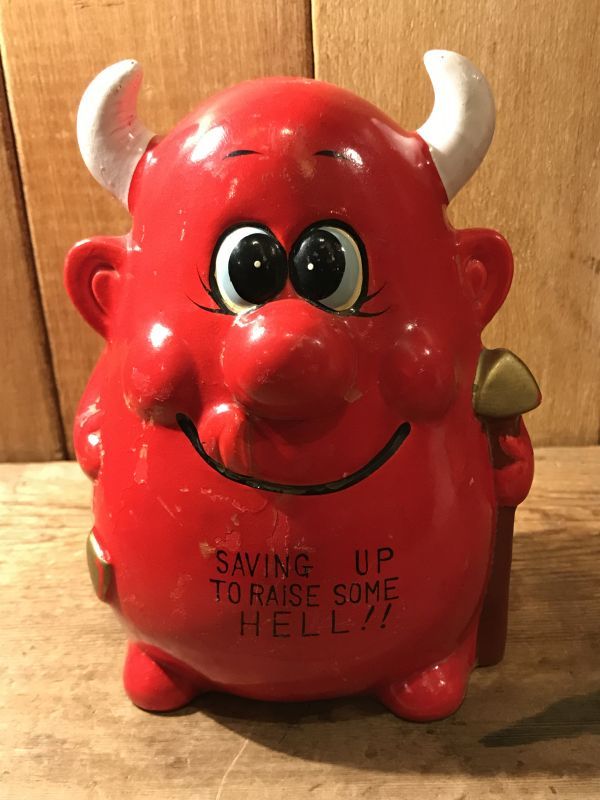 通販 激安 Red ビンテージ レッドデビル Bank Ceramic Message Devil 貯金箱