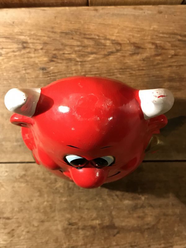 【めっちゃ変わる】 Ceramic Message Devil Red Bank ビンテージ レッドデビル 貯金箱