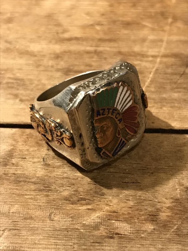 Azteca Indian Mexican Ring　インディアン　40年代　リング　指輪　アステカ　エナメル　ヴィンテージ　vintage
