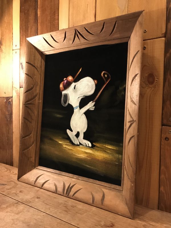 Snoopy Peanuts Golfer Velvet Painting Art Wall Hanging スヌーピー