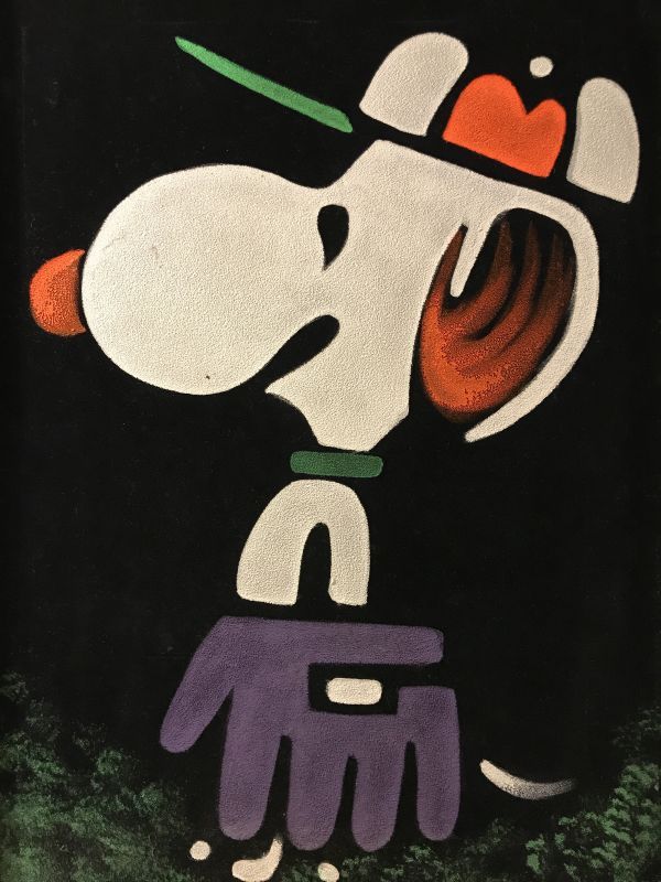 Snoopy Peanuts Baseball Velvet Painting Art Wall Hanging