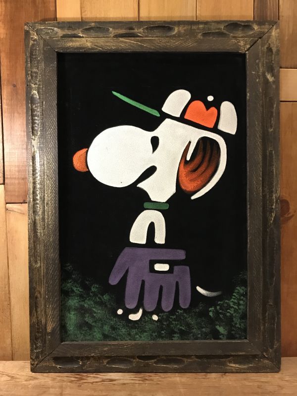 Snoopy Peanuts Baseball Velvet Painting Art Wall Hanging