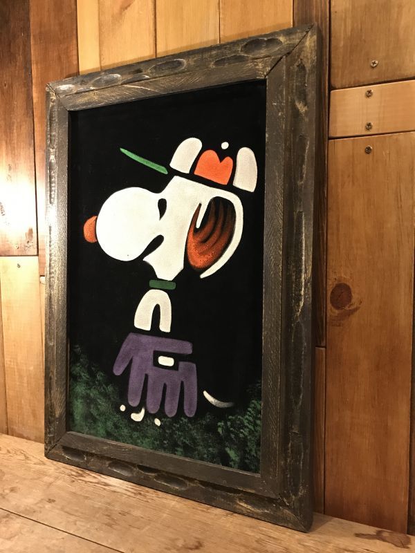 Snoopy Peanuts Baseball Velvet Painting Art Wall Hanging