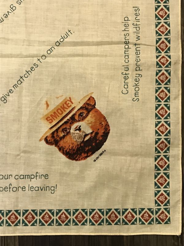 Smokey Bear Bandanna スモーキーベア ビンテージ バンダナ アドバタイジング 企業キャラクター 80年代 Stimpy Vintage Collectible Toys スティンピー ビンテージ コレクタブル トイズ