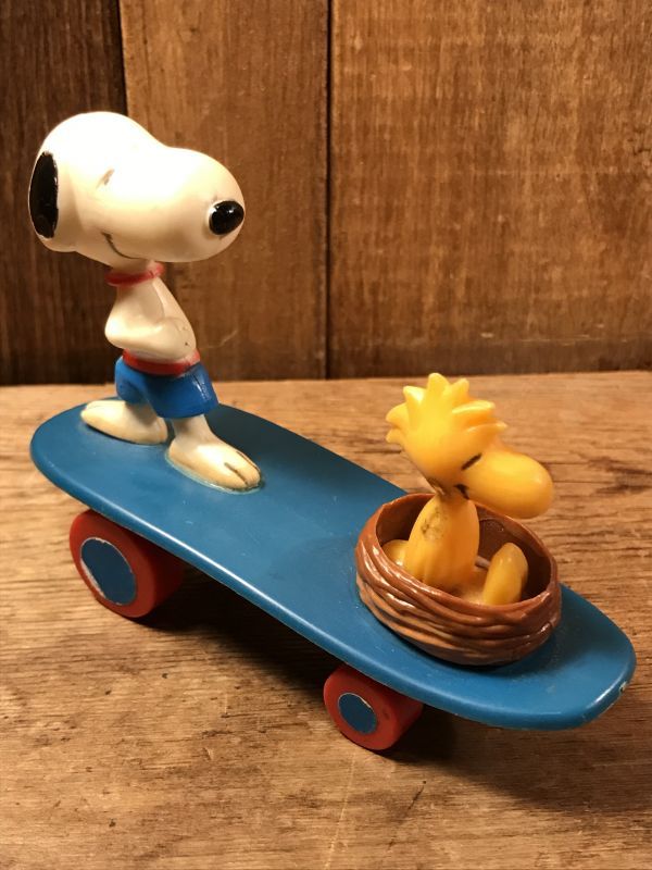 Aviva Snoopy Woodstock Skateboard Figure スヌーピー ビンテージ スケートボード トイ ピーナッツ 70年代 Stimpy Vintage Collectible Toys スティンピー ビンテージ コレクタブル トイズ