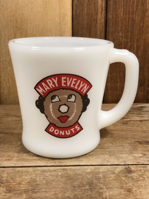 Fire King Mary Evelyn Donuts D-Handle Mug　ドーナツ屋　ビンテージ　ファイヤーキング　マグカップ　アドマグ　 60年代