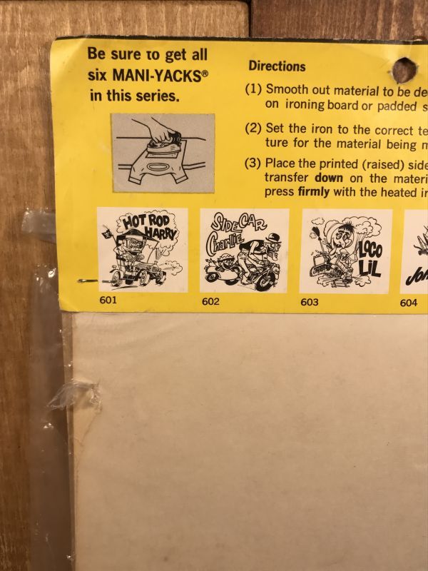 Mani-Yack “Dangerous Dan” Iron On Transfer　マニヤック　ビンテージ　転写シート　ホットロッド　モンスター　 60年代