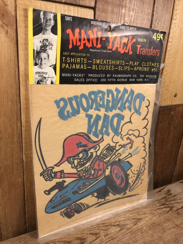 Mani-Yack “Dangerous Dan” Iron On Transfer　マニヤック　ビンテージ　転写シート　ホットロッド　モンスター　 60年代