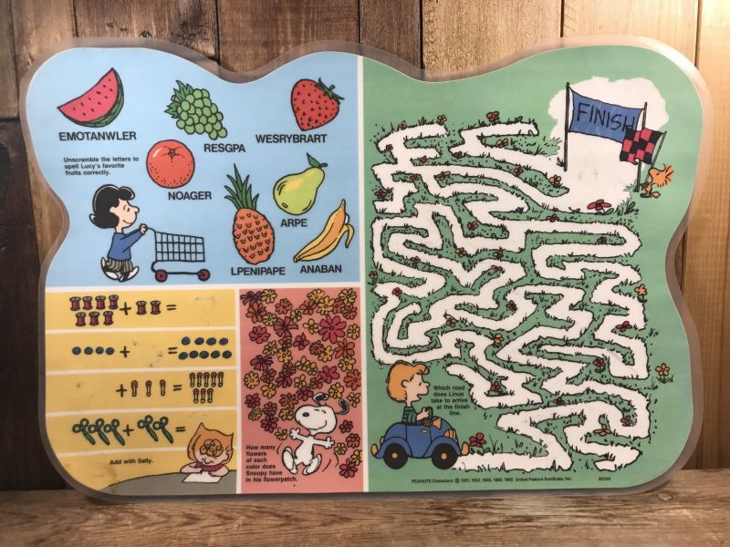Snoopy Peanuts Vinyl Place Mat スヌーピー ビンテージ ランチョンマット ピーナッツ 80年代 Stimpy Vintage Collectible Toys スティンピー ビンテージ コレクタブル トイズ