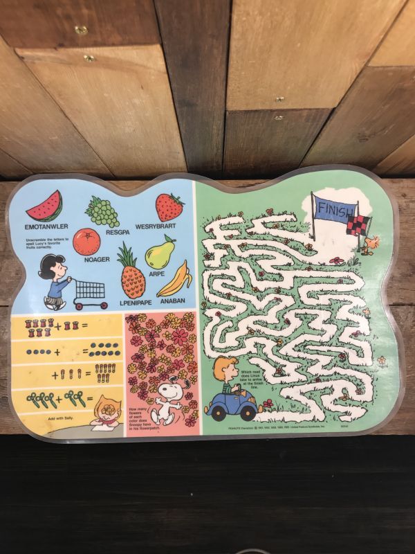 Snoopy Peanuts Vinyl Place Mat スヌーピー ビンテージ ランチョンマット ピーナッツ 80年代 Stimpy Vintage Collectible Toys スティンピー ビンテージ コレクタブル トイズ
