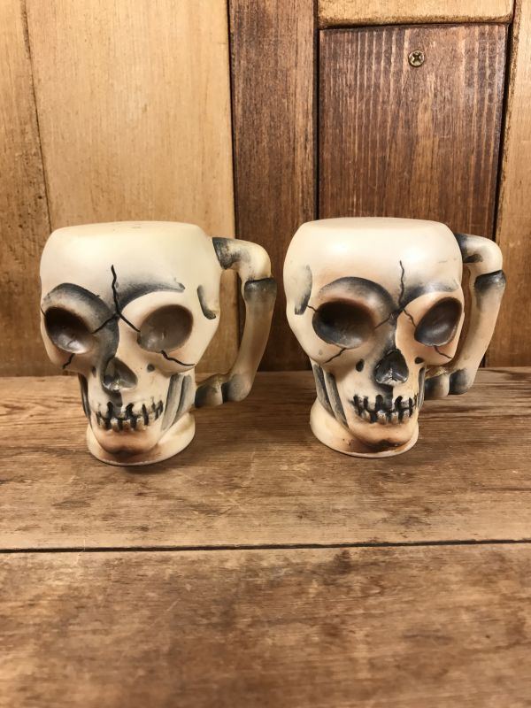 Japan Made Skull Ceramic Mug Salt  Pepper スカル ビンテージ ソルト＆ペッパー ジャパンメイド 50年代  STIMPY(Vintage Collectible Toys）スティンピー(ビンテージ コレクタブル トイズ）