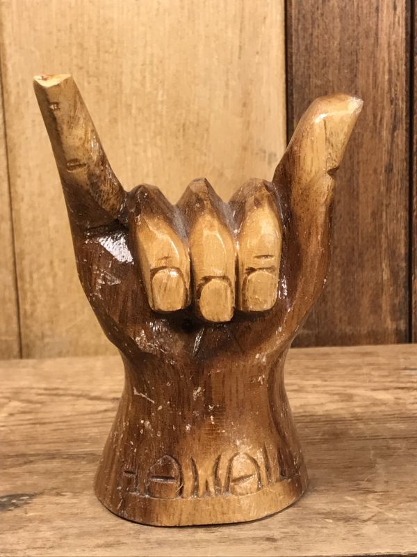 Hawaii Hang Loose Wooden Figurine ハングルース ビンテージ 置物