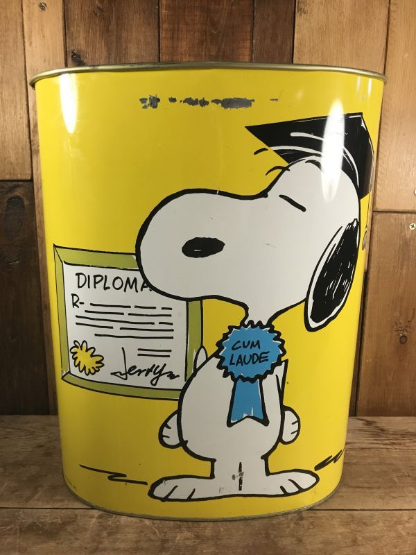 Cheinco Peanuts Snoopy Metal Trash Can スヌーピー ビンテージ 