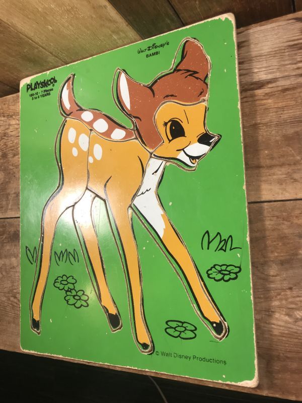 Playskool Disney Bambi Wood Puzzle バンビ ビンテージ ウッドパズル ディズニー 70年代 Stimpy Vintage Collectible Toys スティンピー ビンテージ コレクタブル トイズ