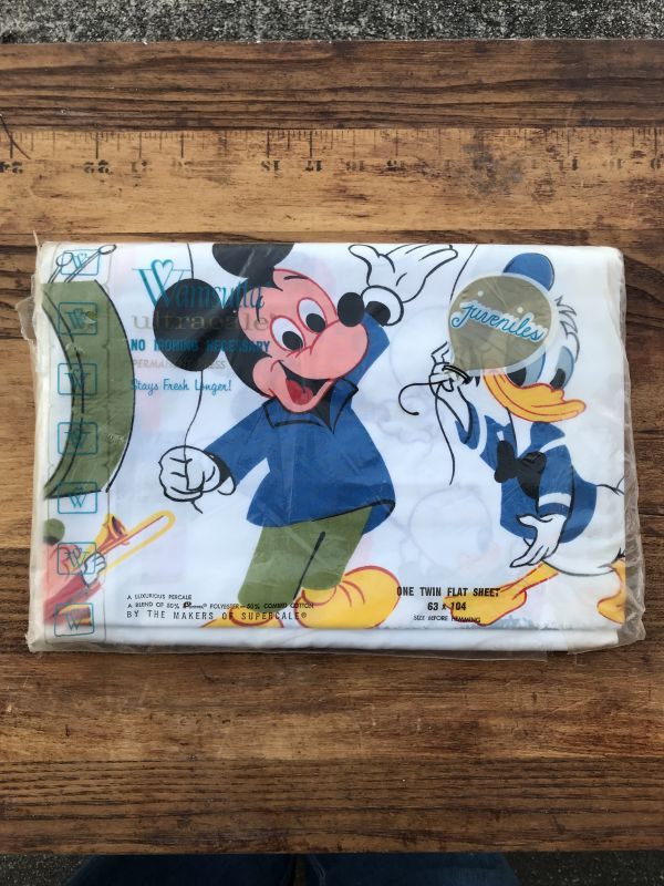 Disney Character Band Party Twin Flat Sheet Deadstock ディズニー