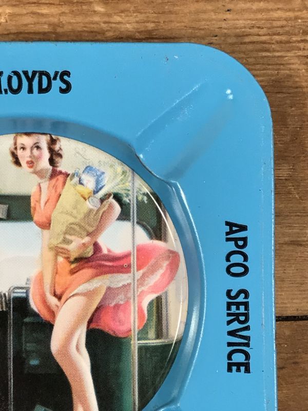 Advertising Pinup Girl Tin Ashtray ピンナップガール ビンテージ