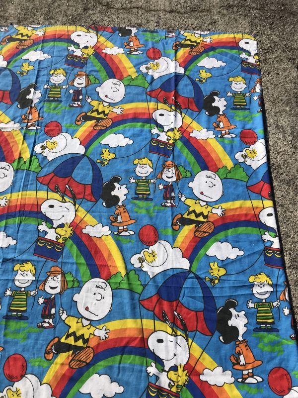 Sears Peanuts Snoopy Rainbow Twin Flat Sheet スヌーピー ビンテージ