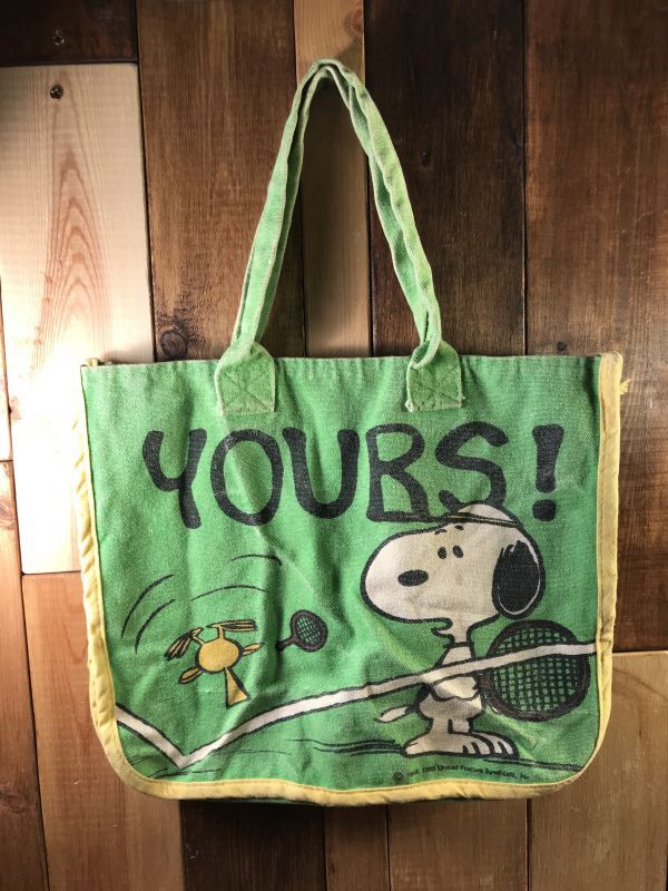 Peanuts Snoopy Canvas Tote Bag スヌーピー ビンテージ トートバッグ ピーナッツ 70年代 Stimpy Vintage Collectible Toys スティンピー ビンテージ コレクタブル トイズ