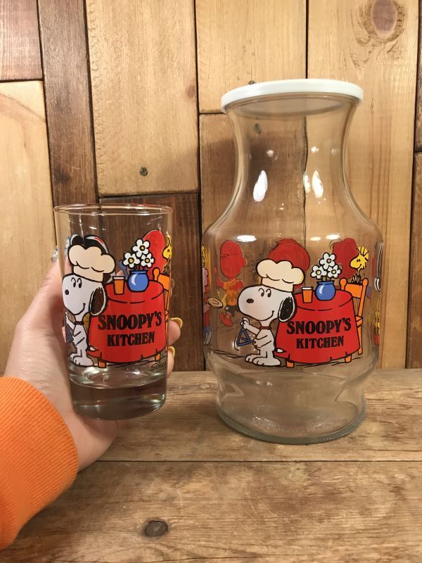 Anchor Hocking Peanuts Gang Snoopy Glass Juice Set スヌーピー ビンテージ グラスセット ピーナッツ  70〜80年代 - STIMPY(Vintage Collectible Toys）スティンピー(ビンテージ コレクタブル トイズ）