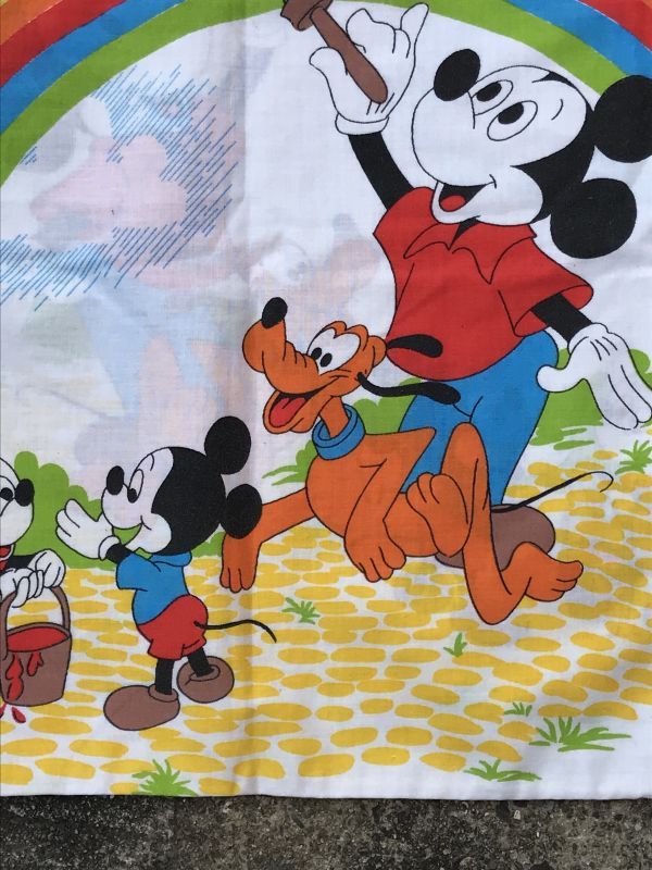 Disney Character Mickey Mouse Rainbow Pillow Case ディズニー ビンテージ ピローケース ミッキーマウス 70年代 Stimpy Vintage Collectible Toys スティンピー ビンテージ コレクタブル トイズ