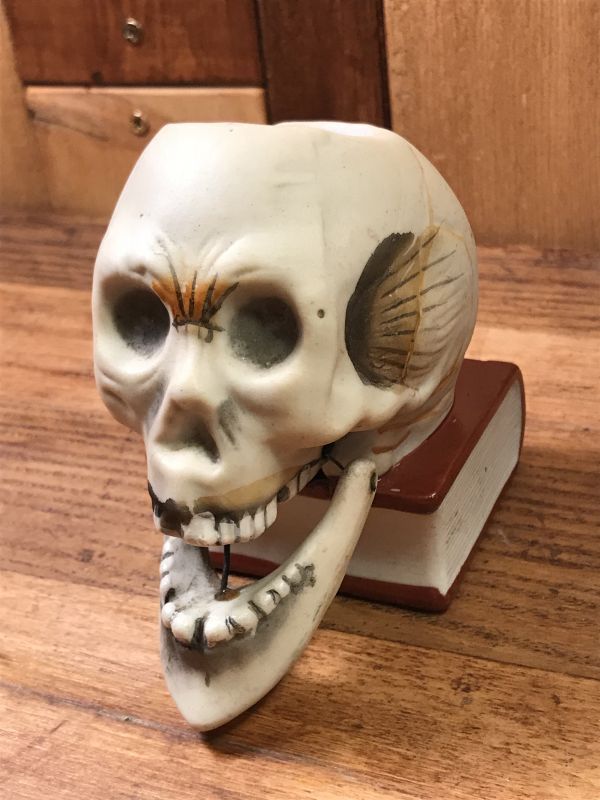 Skull On Book Ceramic Nodder Match Holder スカルオンブック 