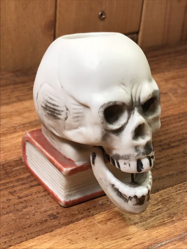 Skull On Book Ceramic Nodder Match Holder スカルオンブック