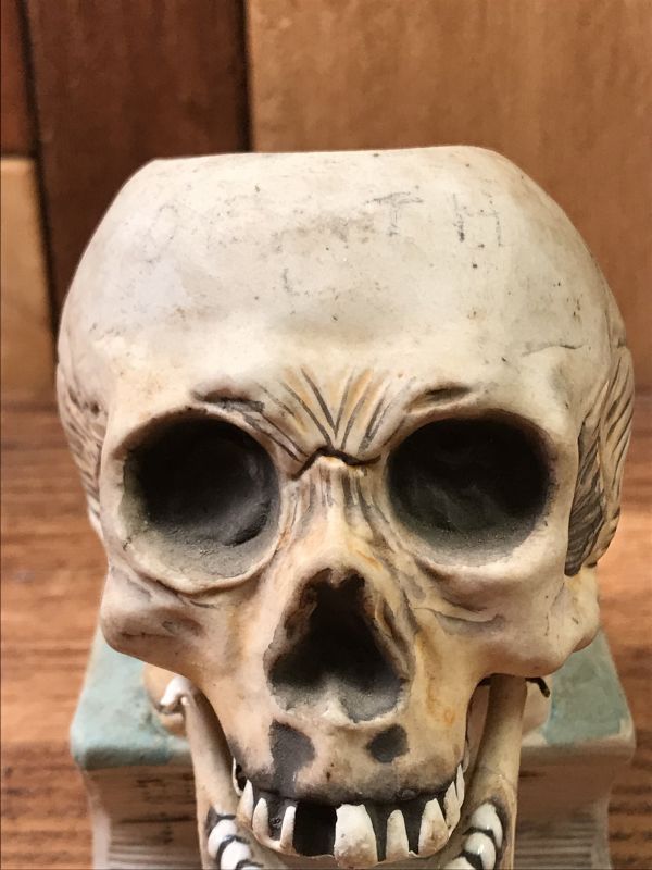 Skull On Book “Green” Ceramic Nodder Match Holder スカルオンブック 